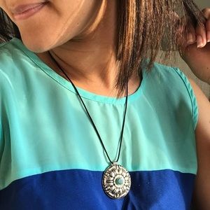 Long vintage necklace with natural stone